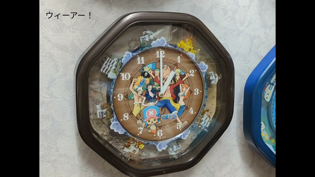ワンピース からくり時計 4MH880-M06 リズム時計 - YouTube