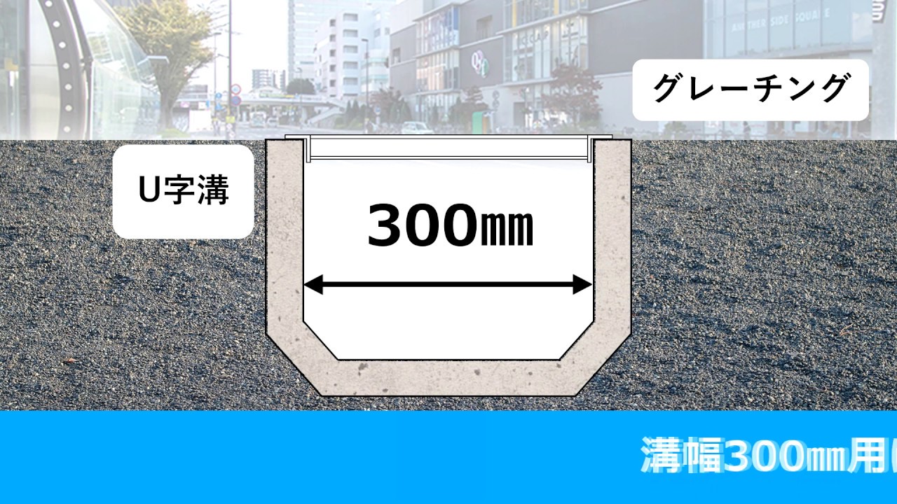 U字溝用グレーチング LNU253-30（ハイテン鋼製）溝幅300mm用 U字