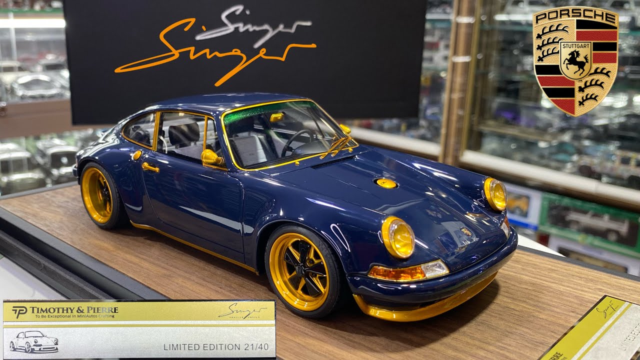 PORSCHE 911 Singer Dark blue/Gold Scale 1:18 By Timothy and Pierre