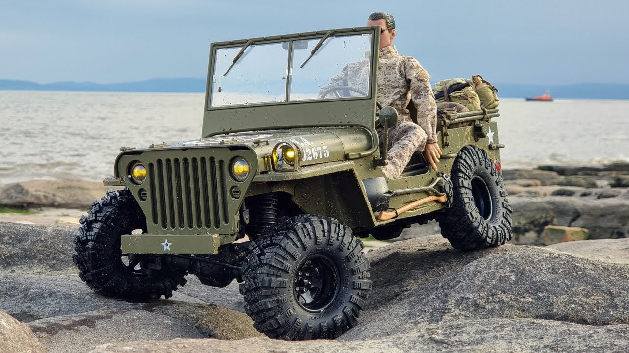 1/6 Scale 1941 Willys Jeep Rock & Beach Off-road Driving 4x4 RC
