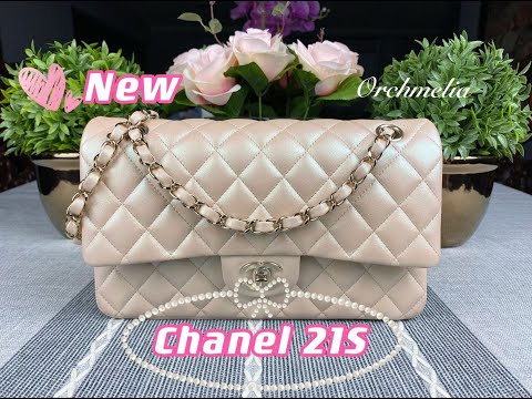 Chanel 21S Iridescent Beige Calfskin Medium Classic Flap with