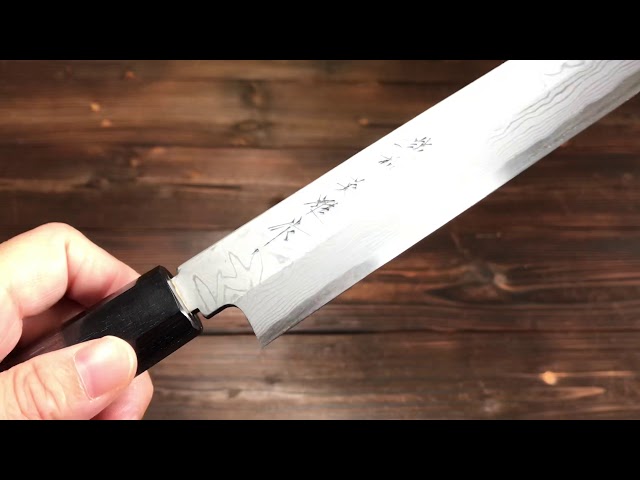 北岡英雄】作 柳刃包丁 240mm 墨流し 白紙鋼/Kitaoka Hideo,Yanagiba