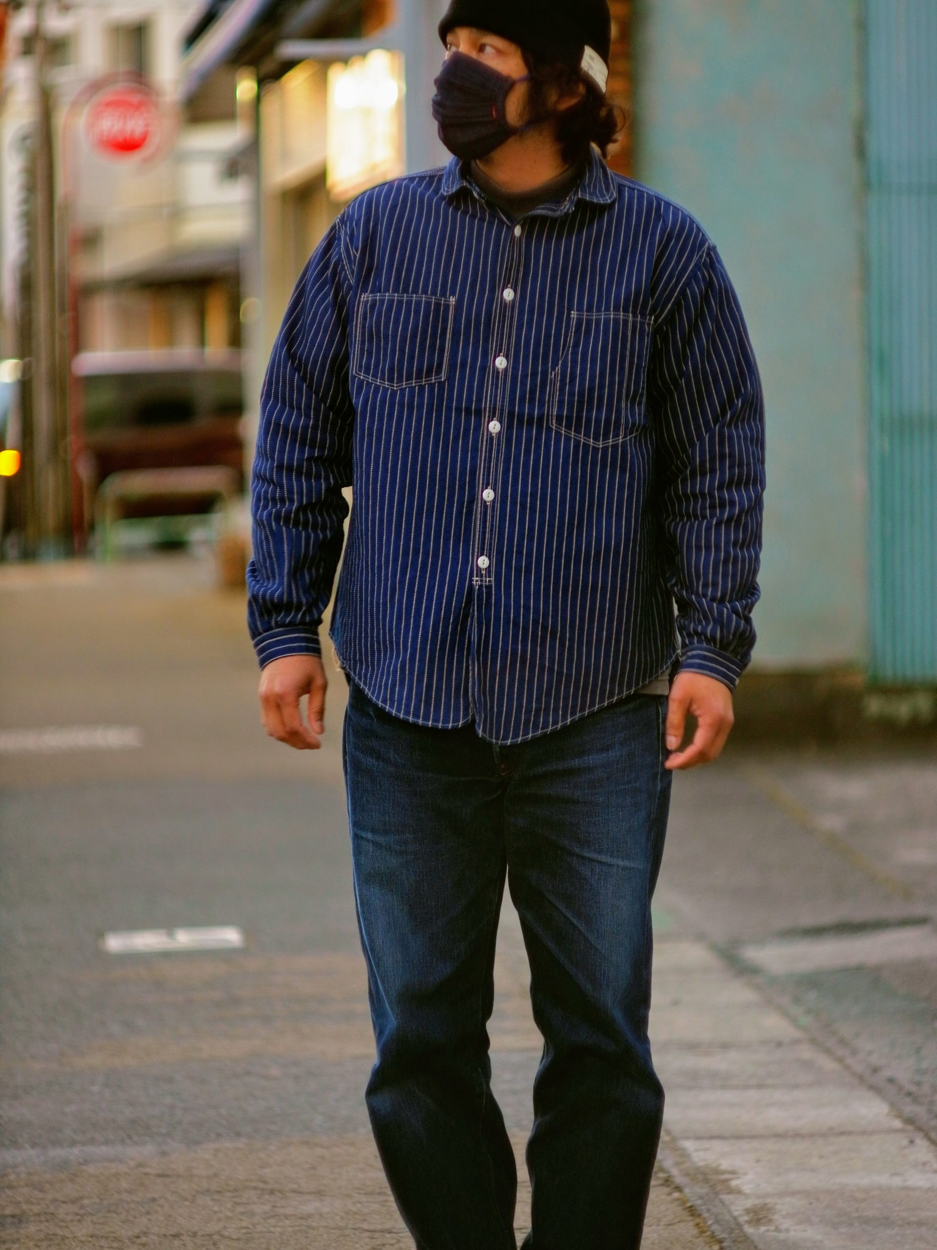 TCB Detachable Collar Work Shirt Indigo Wabash | Jeans Shop Spiral