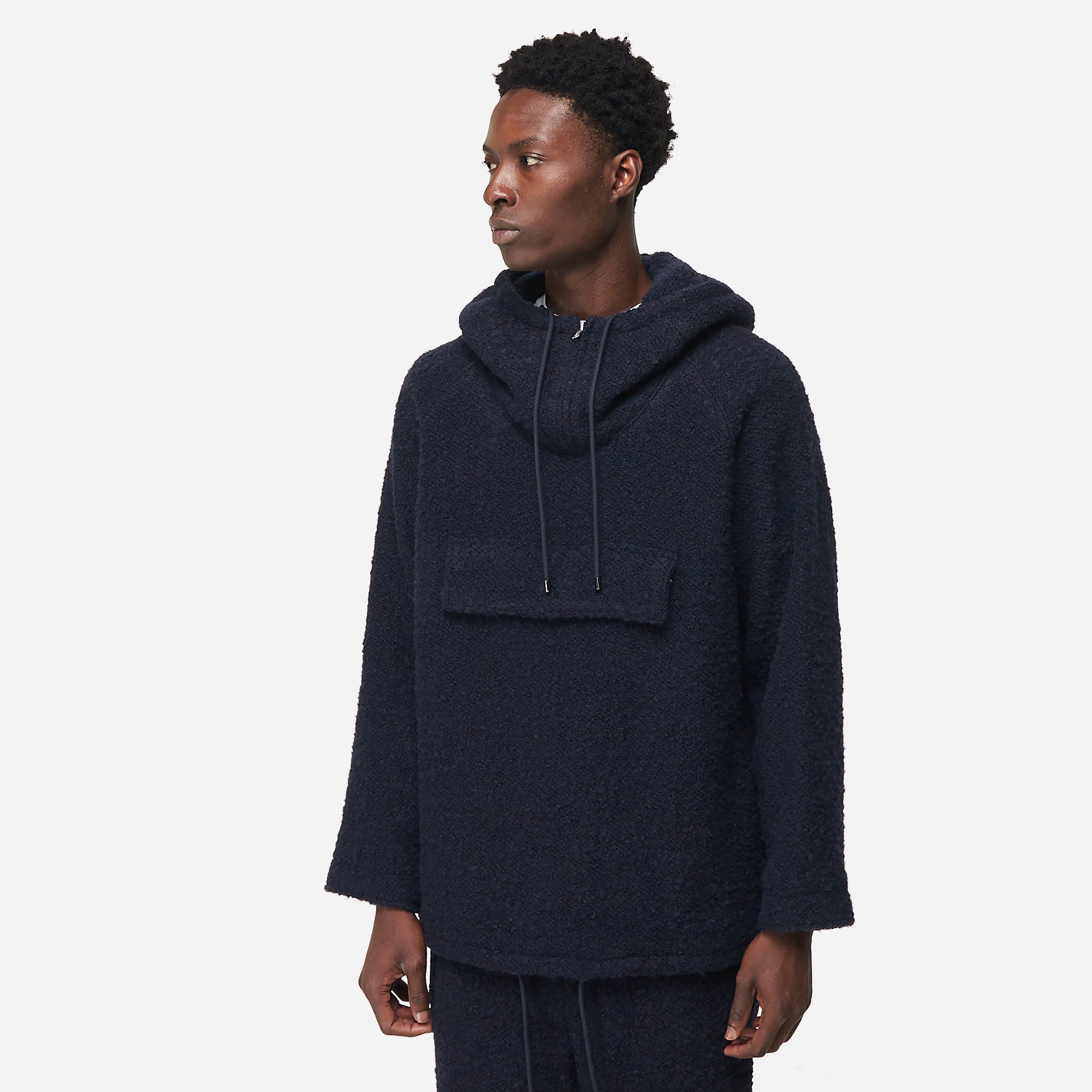 Navy Auralee Alpaca Wool Leno Cloth Pullover Parka | HIP