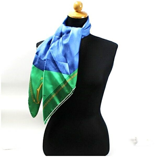 カルティエ マストドゥカルティエ スカーフ ブルー×グリーン 中古 AB