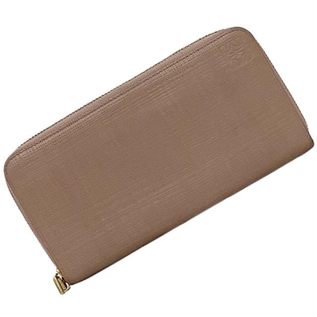 ロエベ リネン 型押し 長財布 L字ジップ 小銭入れ アナグラム 良品