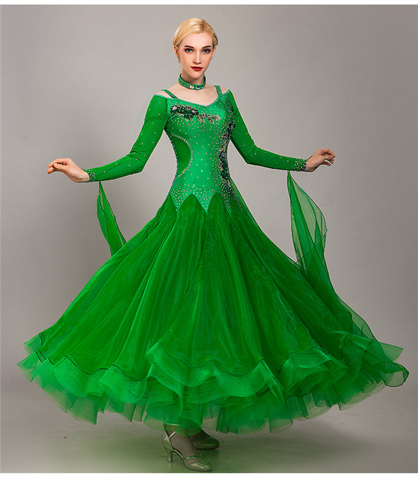 送料無料】社交ダンス モダンドレス 大きい裾 豪華な社交ダンスドレス