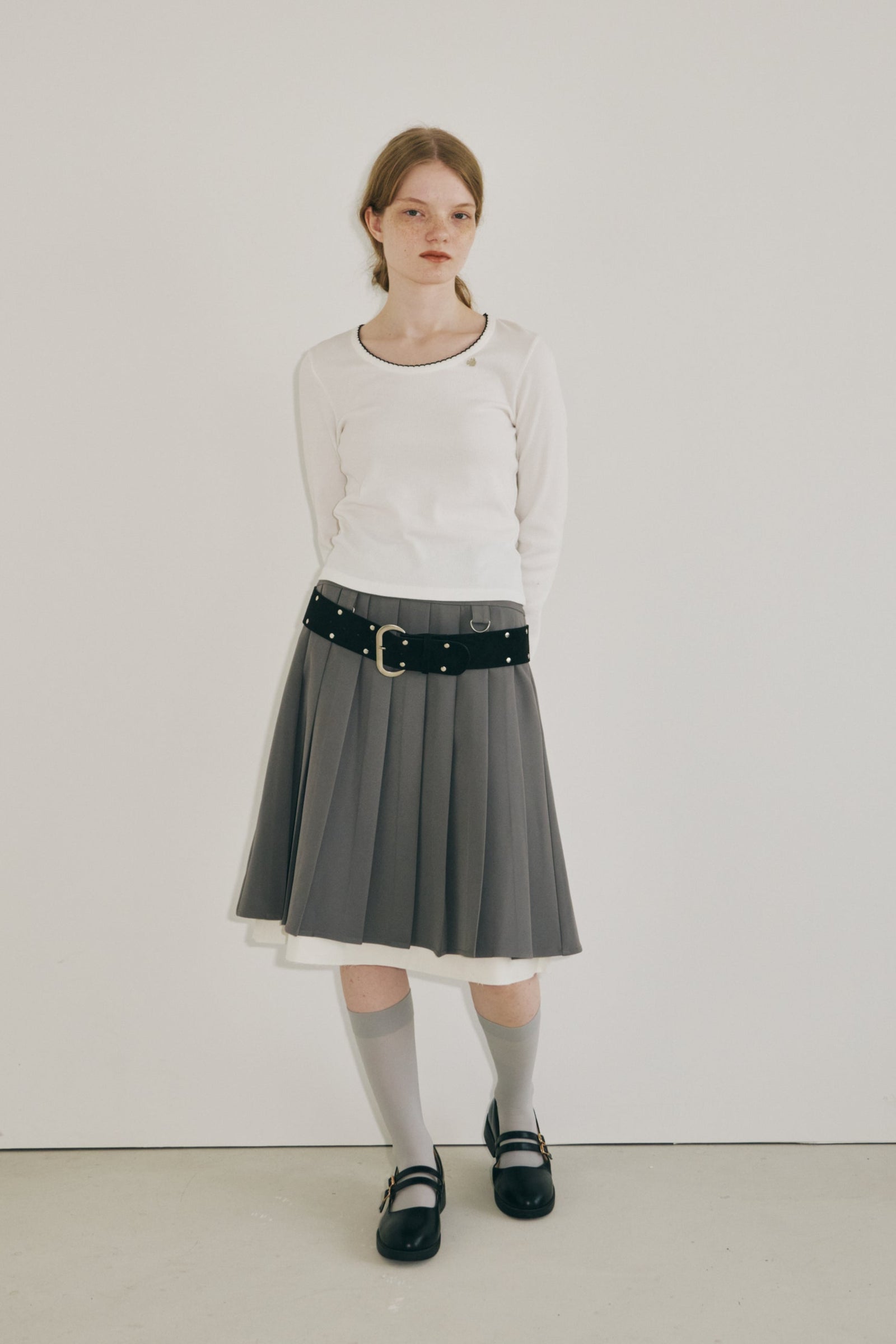 layered medium pleats skirt – idem