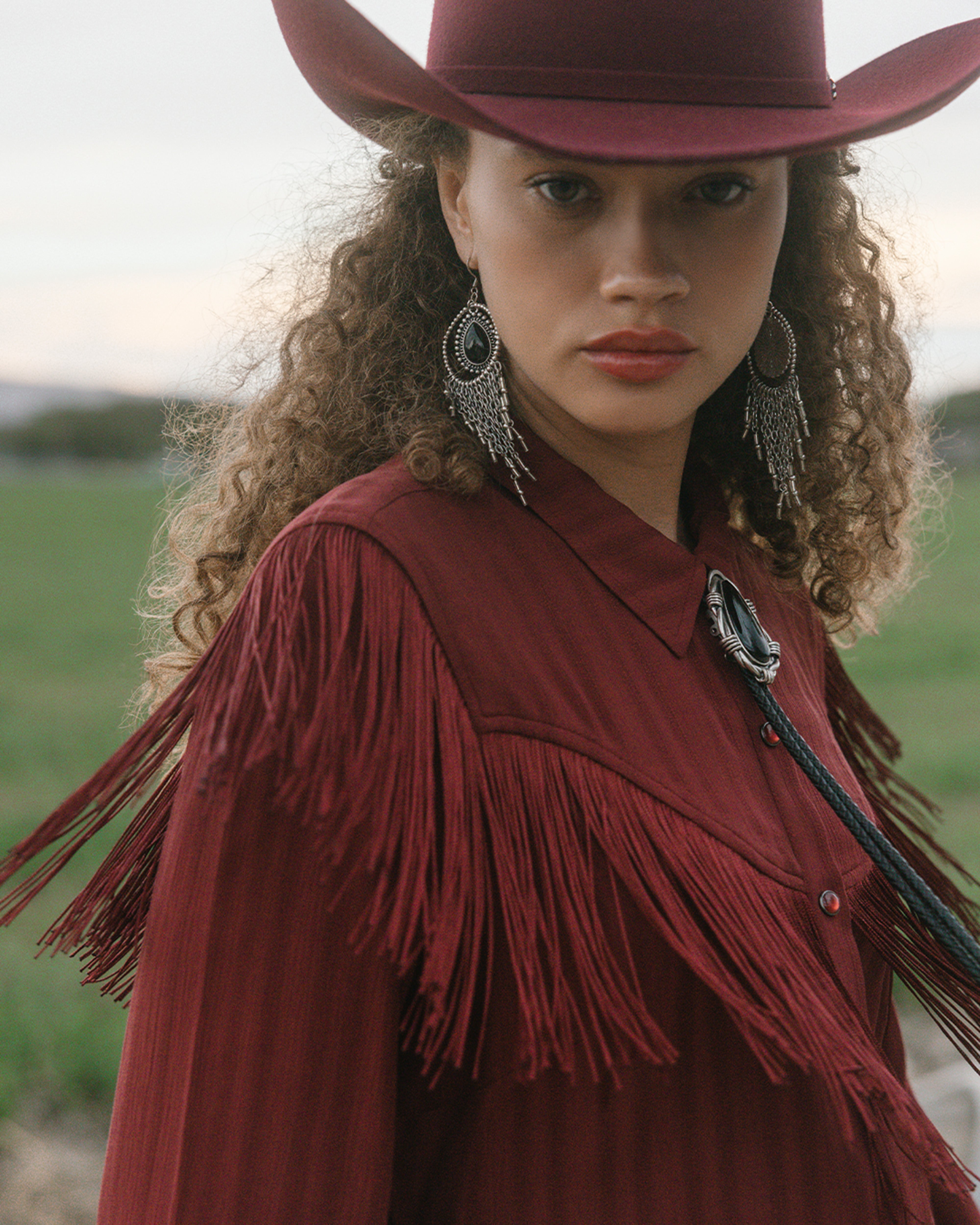 Revive Fringe Long Sleeve Snap Crinkle Shirt