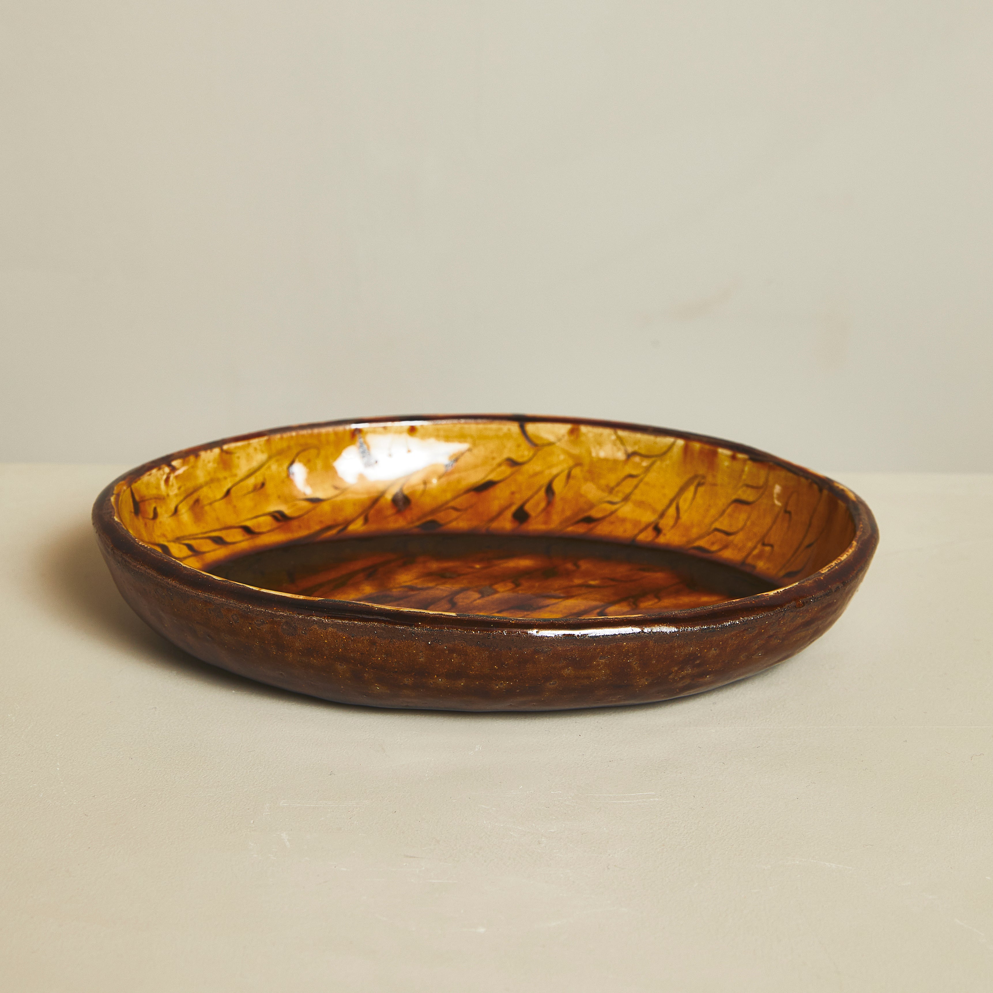 小代焼 ふもと窯 井上尚之 楕円皿 【スリップウェア 飴】 – IEGNIM