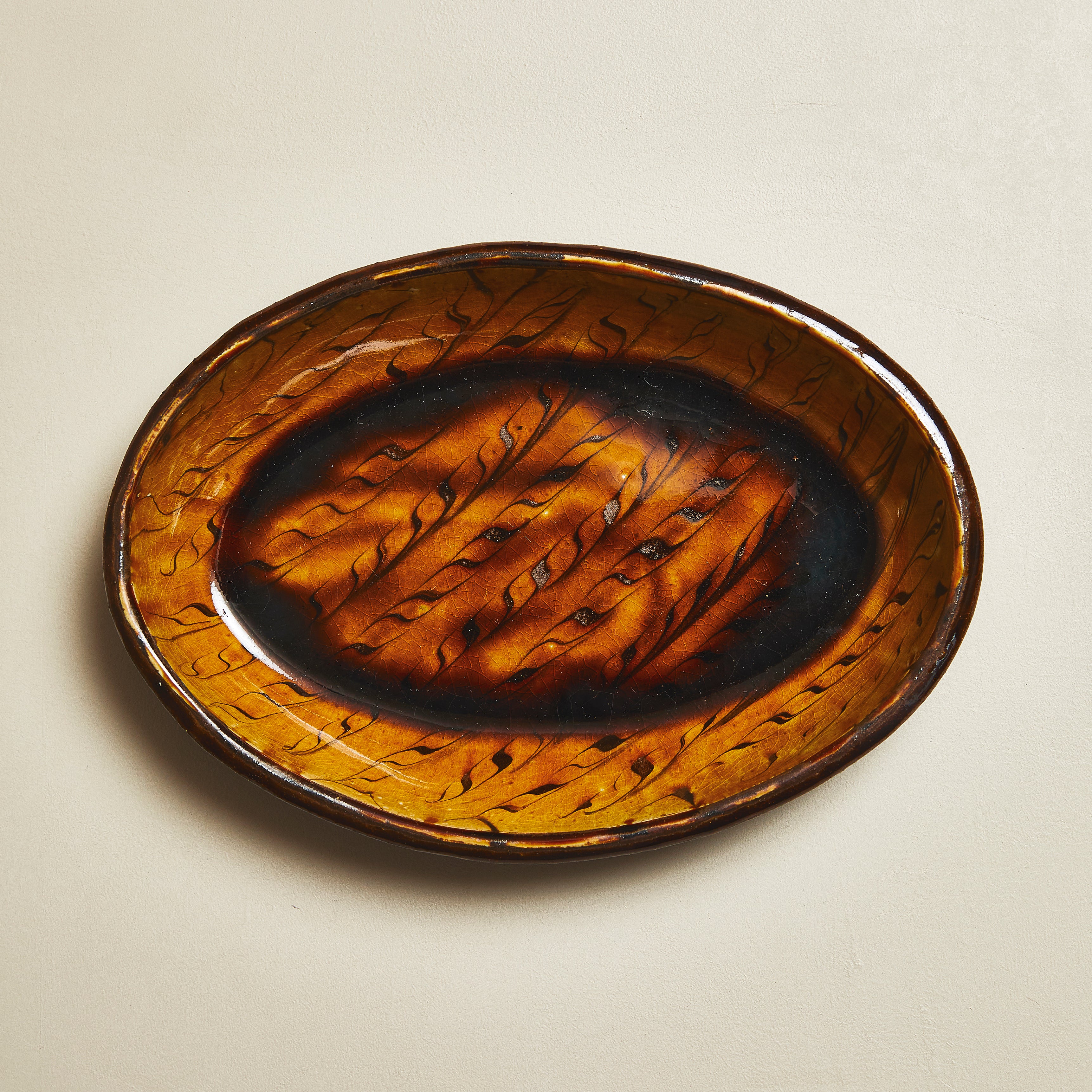 小代焼 ふもと窯 井上尚之 楕円皿 【スリップウェア 飴】 – IEGNIM