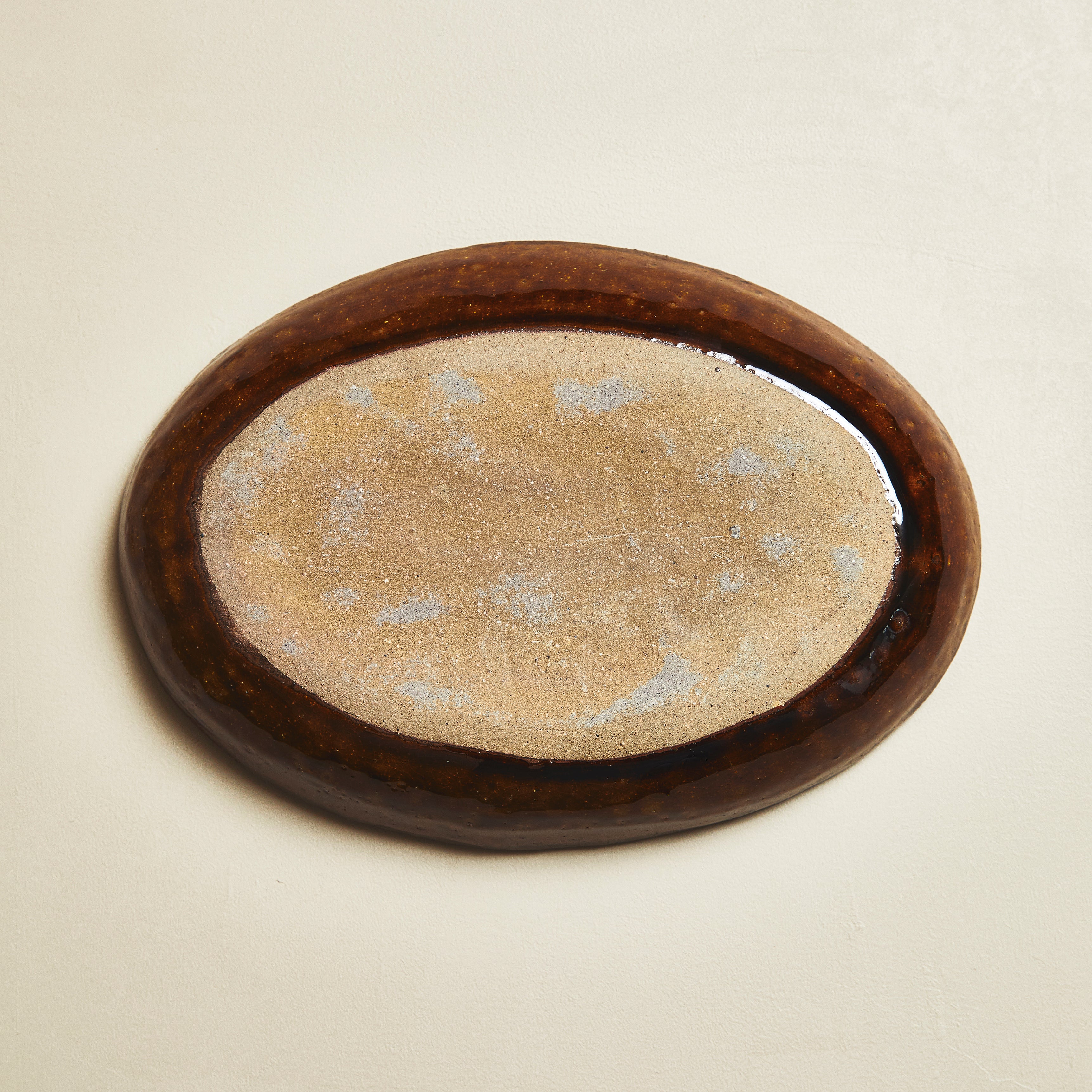 小代焼 ふもと窯 井上尚之 楕円皿 【スリップウェア 飴】 – IEGNIM