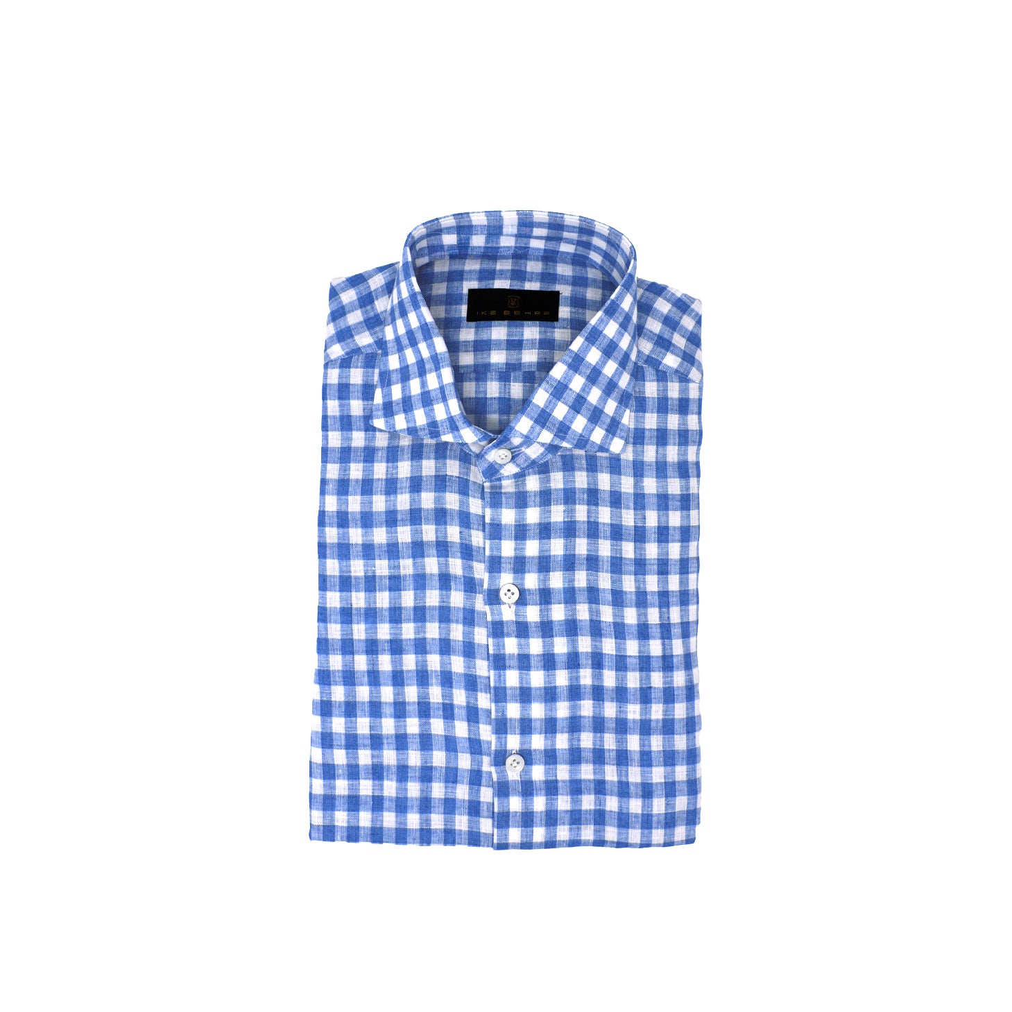 Men's Blue Linen Buffalo Check Sport Shirt – Ike Behar