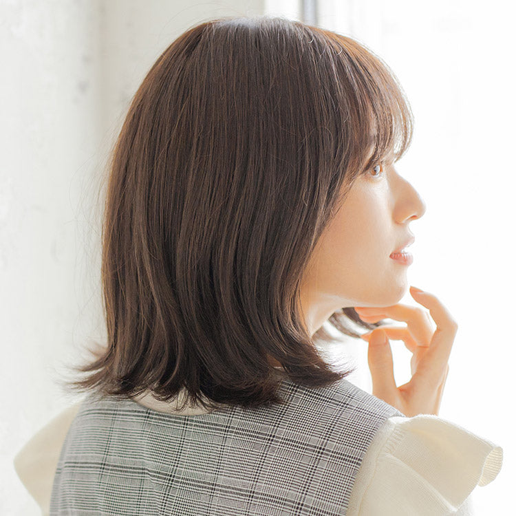 天使のフラットボブ人毛MIX フルウィッグ ミディアム｜リネアストリア