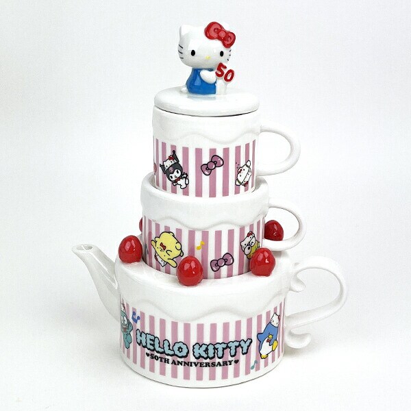 サンリオ 50th ANNIVERSARY ハローキティ ケーキ型ティーセット 食器