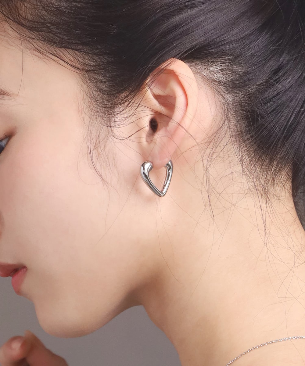 LHME ハートフープピアス/シルバー/サージカルステンレス 金属