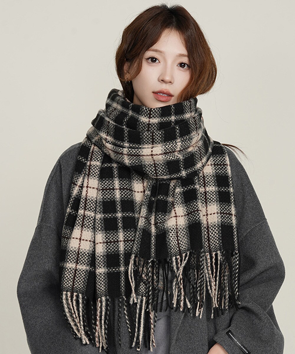 大判マフラー チェック柄 秋冬レディース | ミニミニストア
