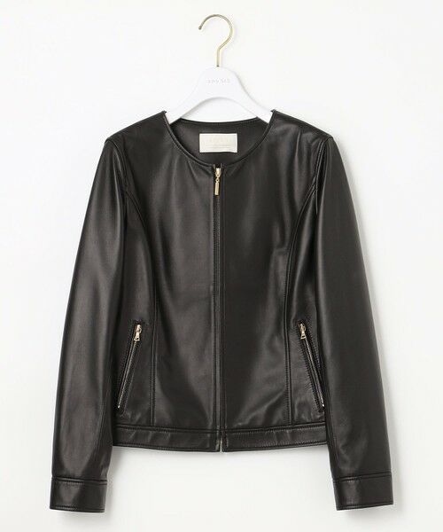 セール】 【本革】ノーカラーラムレザー ジャケット （ノーカラー