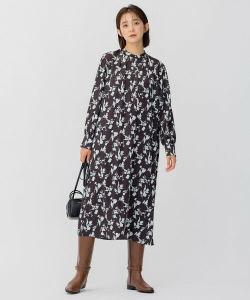 セール】 【洗える】ペイントフラワープリント ワンピース （ロング