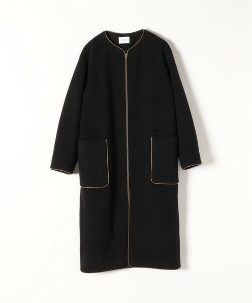 SHIPS any: ノーカラー パイピング ウールミックス ロングコート(36