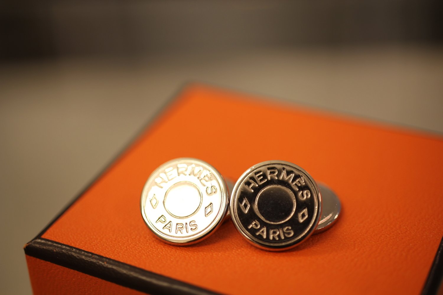 HERMES カフス セリエ シェーヌダングル オレンジ シルバー エルメス