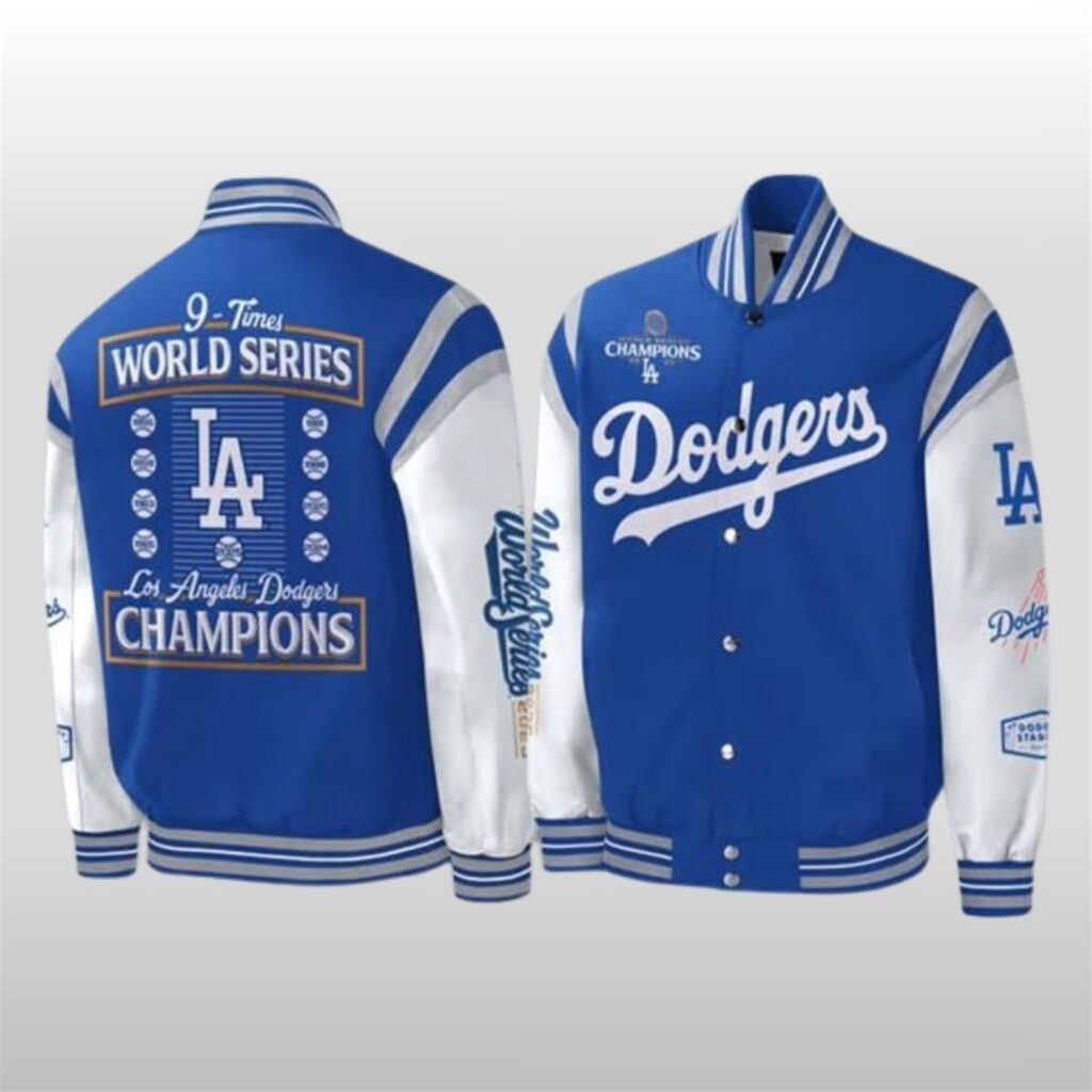 Dodgers 9 Times World Series Champions Baseball Jacket - Zerelam