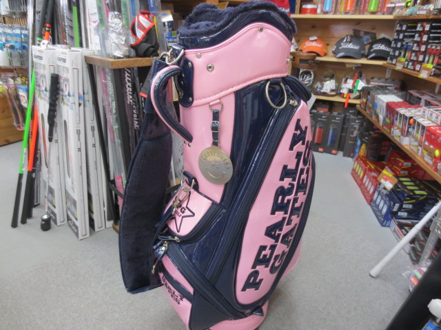 パーリーゲイツ エナメル キャディーバック ピンク/ネイビー 9.5型