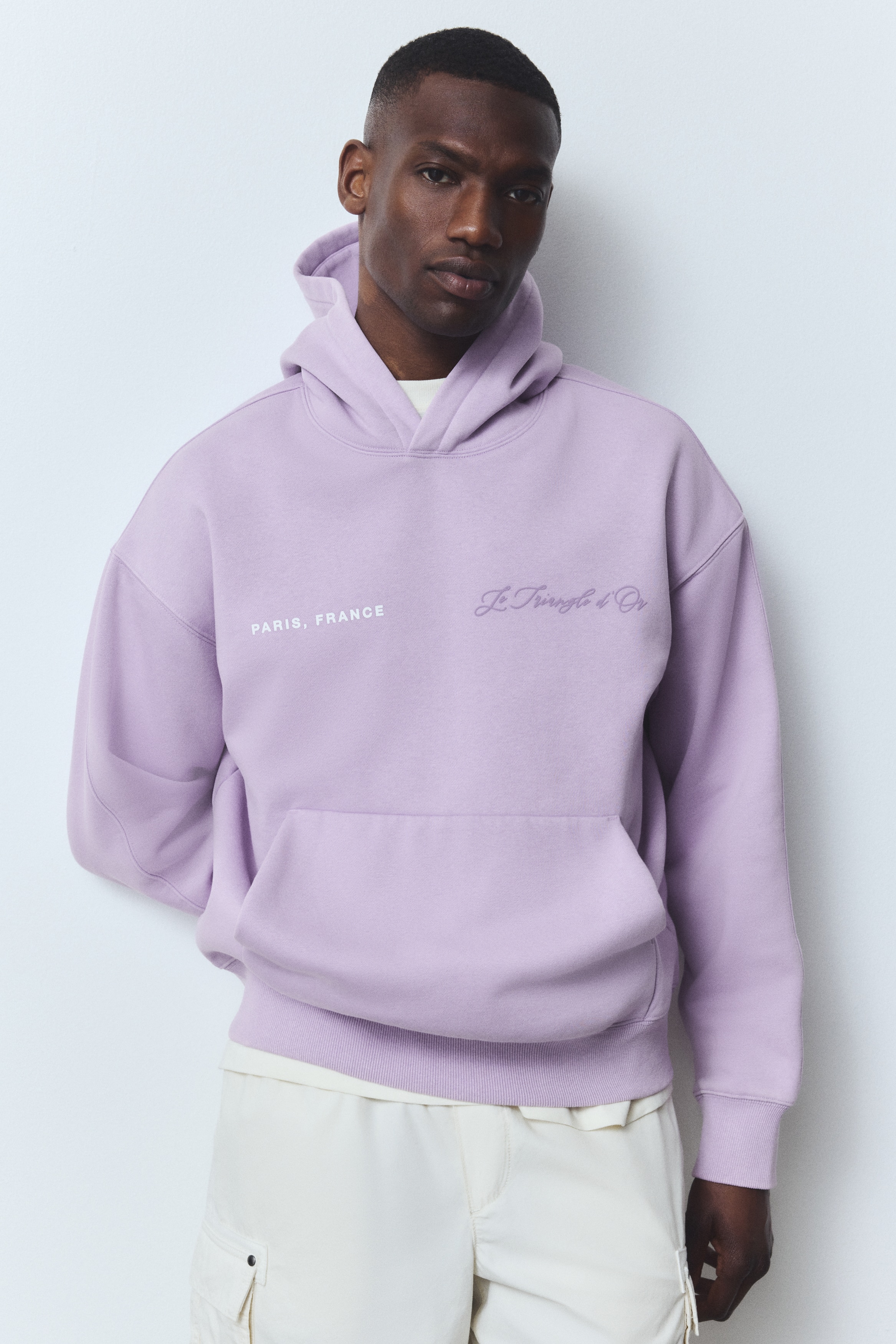 ルーズフィット プリントスウェットパーカ - パープル／Paris France