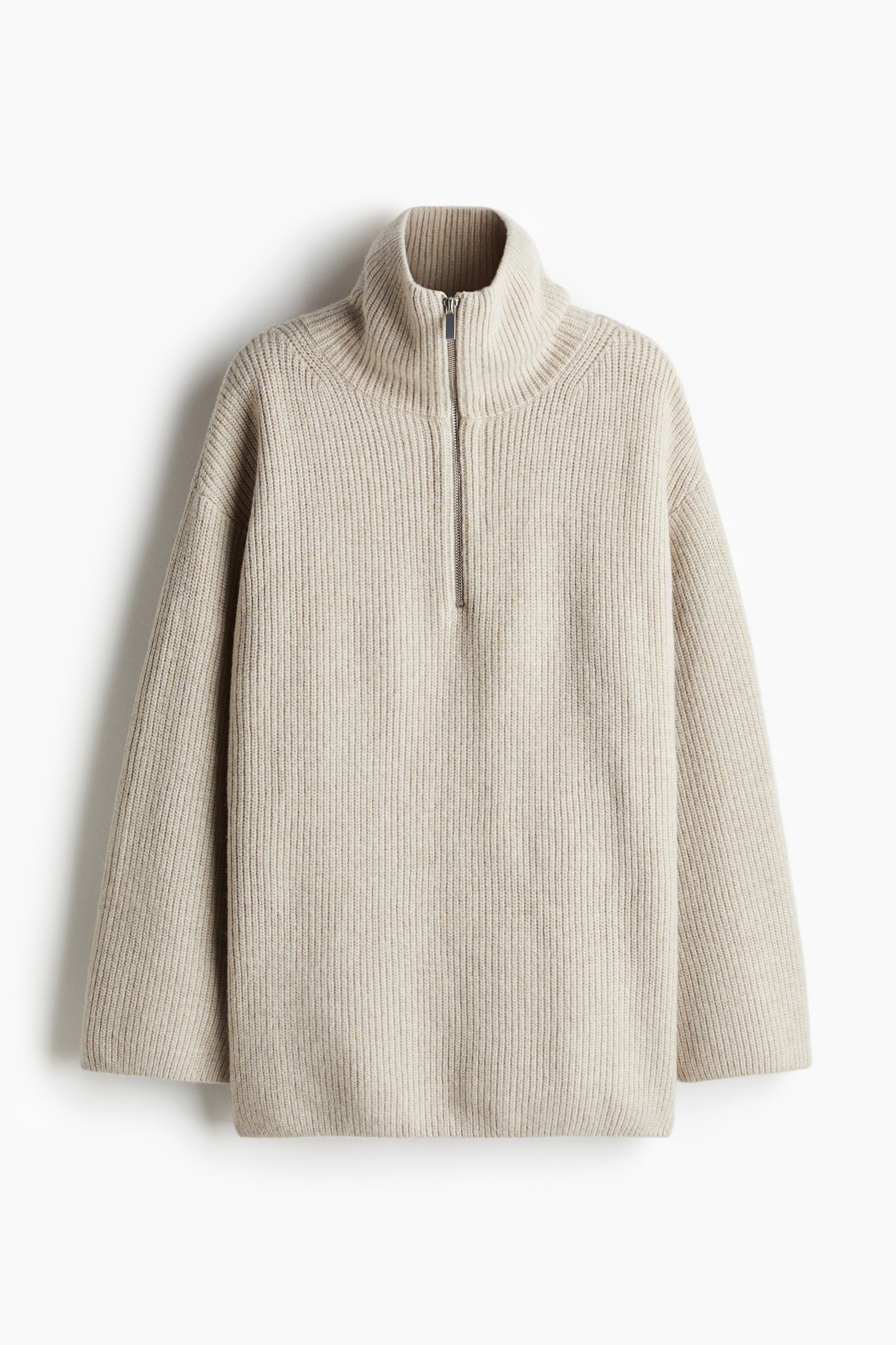 Rib-knit Half-zip Sweater - Light beige melange - Ladies | H&M US