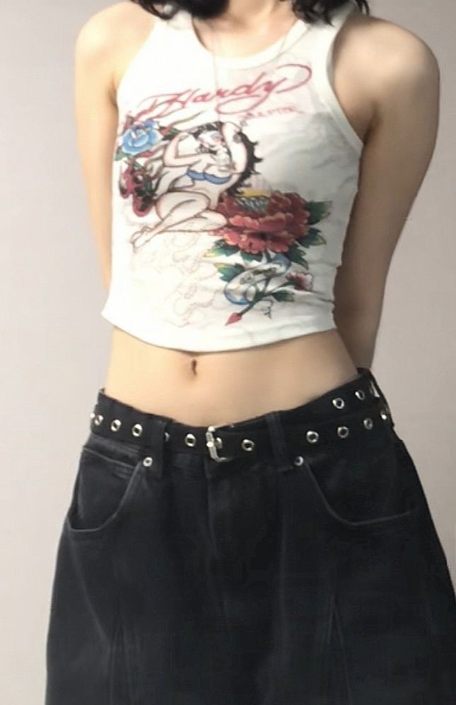 MUSINSA | SCULPTOR [Sculptor x Ed Hardy] Rib Tank Top Cream