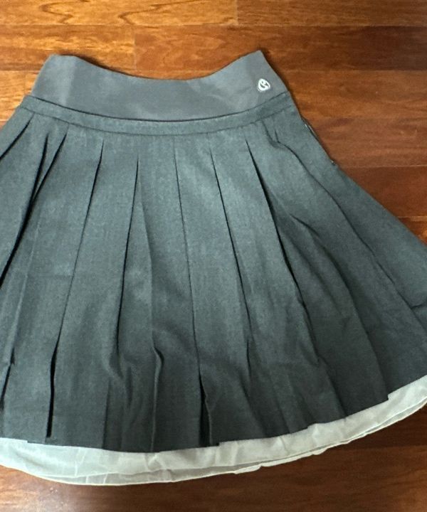 MUSINSA公式 | COYSEIO DOUBLE WAISTED PLEATS SKIRT GREY