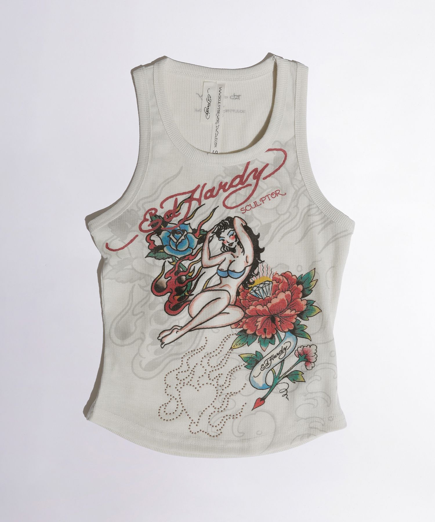 MUSINSA | SCULPTOR [Sculptor x Ed Hardy] Rib Tank Top Cream