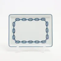 エルメス シェーヌダンクル プレート 陶器 ブルー×ホワイト 底印