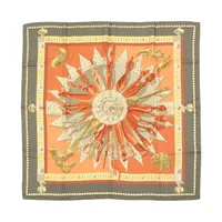 エルメス カレ90 RAILING 船の手摺 スカーフ シルク オレンジ A3270431