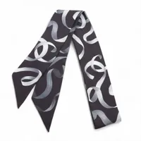 ピエタ様用】CHANEL ロングスカーフ シルク ブラック ホワイト ピエタ