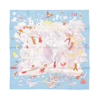 エルメス カレ90 Sur Mon Nuage 私の雲 スカーフ シルク ライトブルー