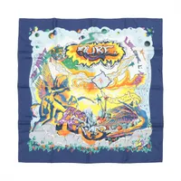 エルメス カレ90 THE ALFEE AUBE 夜明け スカーフ シルク ネイビー THE