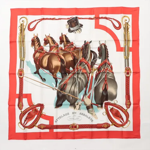 エルメス カレ90 ATTELAGE EN ARBALETE 馬車弓形連結 シルク スカーフ