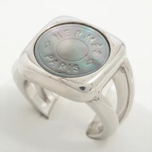 エルメス コロゾセリエ メタル×シェル リング シルバー ABランクの