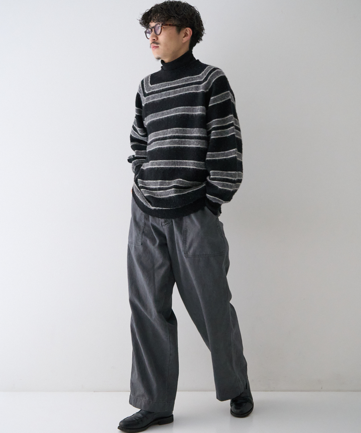 コットンリネン ギャバジン ピグメントバイオ ミリタリートラウザーズ