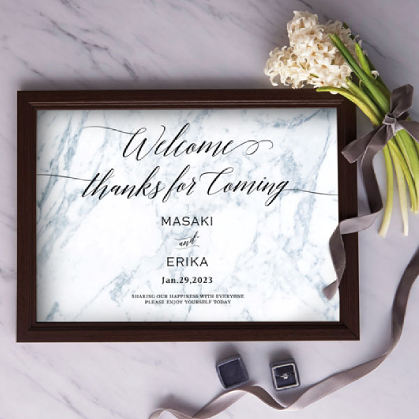 グラフィック ウェルカムボード（マーブル スモーキーゴールド