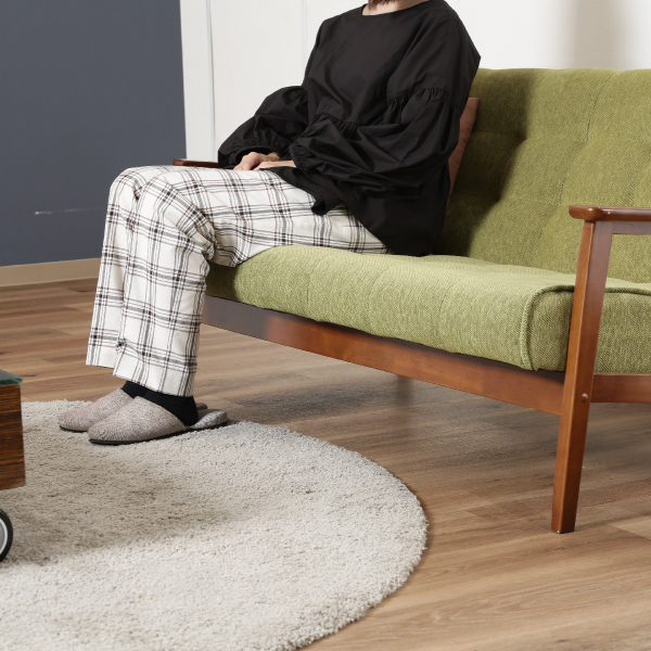 36％OFF】【送料無料】ファブリックソファ 2人掛け グリーン