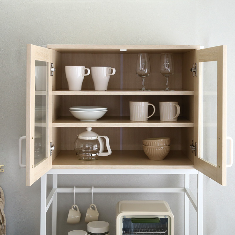 送料無料】スリムで使いやすいナチュラルウッド食器棚 64cm幅