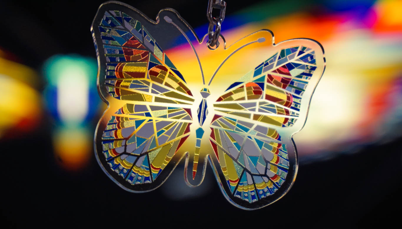 オリジナル】ステンドグラス蝶のアクリルキーホルダー | 生物園