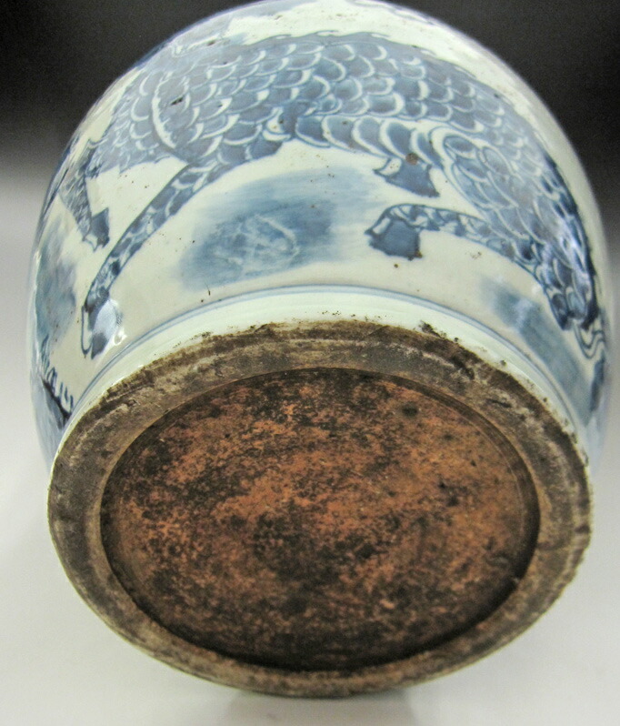 GE】Y2551【コレクター所蔵品】時代 染付双耳花入/中国古玩 中国美術