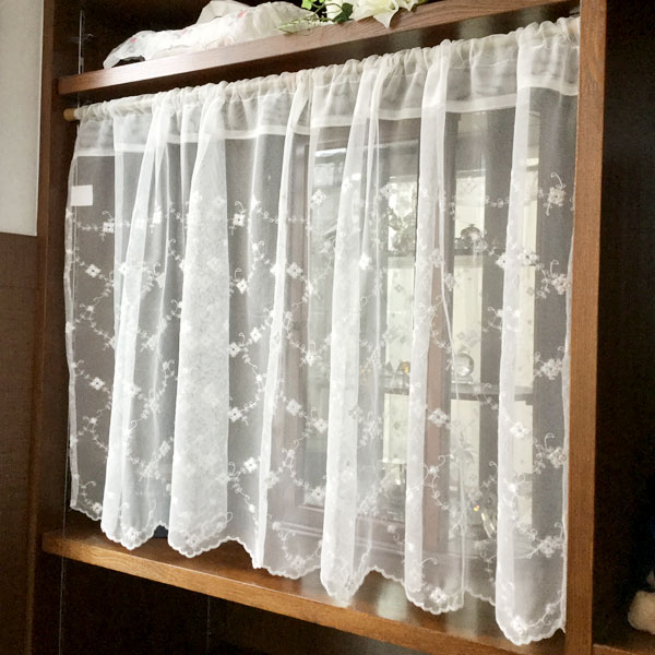 楽天市場】カフェカーテン 60cm丈 レース おしゃれ 小窓 幅 150cm