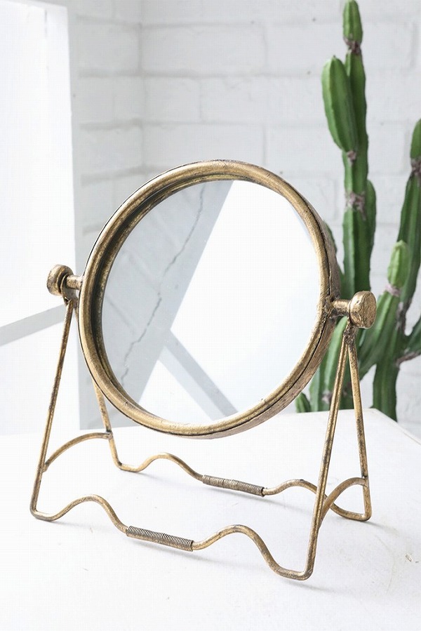 コイル・ラウンドミラー 丸型 ゴールド ミラー 鏡 フラワー コベント
