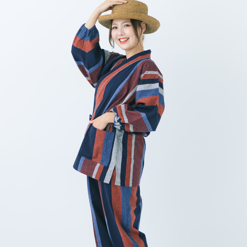 楽天市場】新型 作務衣 さむえ 宮田織物 縞柄 敬老の日 レディース