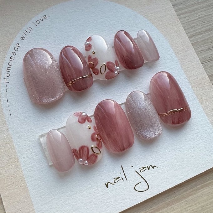 楽天市場】オーダーネイルチップ ダスティーピンク&マグネットの