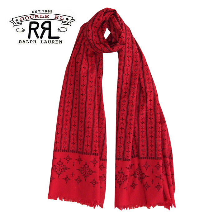 ラルフローレン ダブルアールエル プリント ストール マフラー/レッド